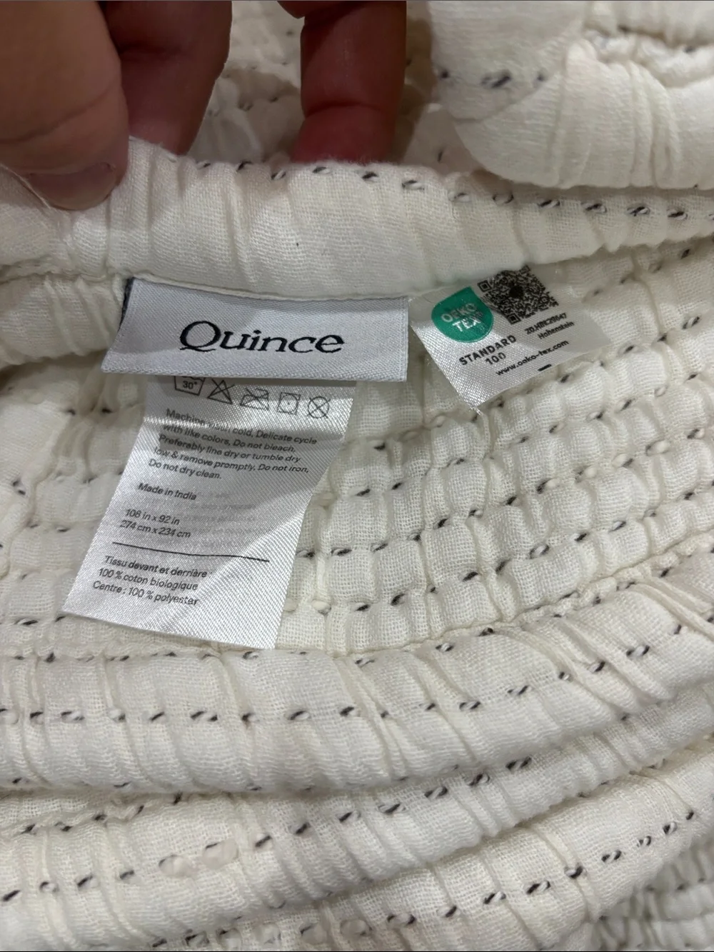 Quince Organic Cotton Channel Stitch Coverlet King Undyed